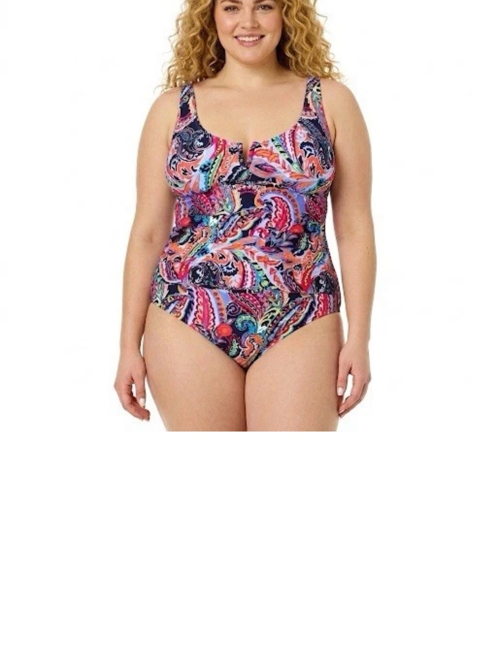Anne Cole Paisley One-Piece Swimsuit - Pink, Blue, Coral